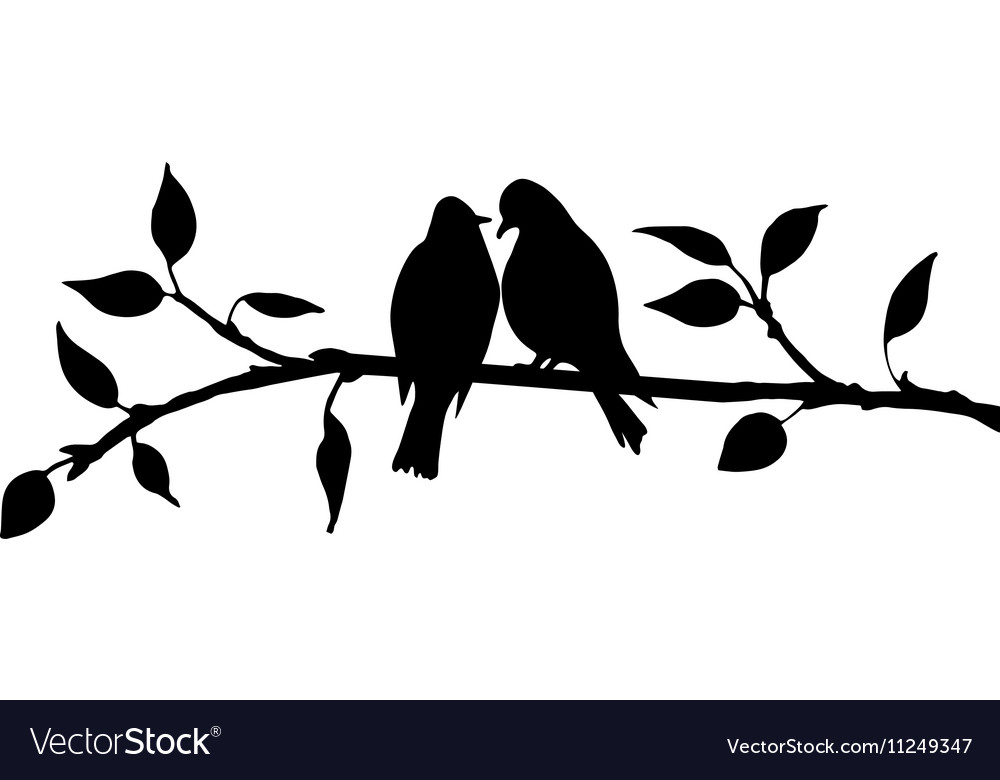 Birds at tree silhouettes Royalty Free Vector Image