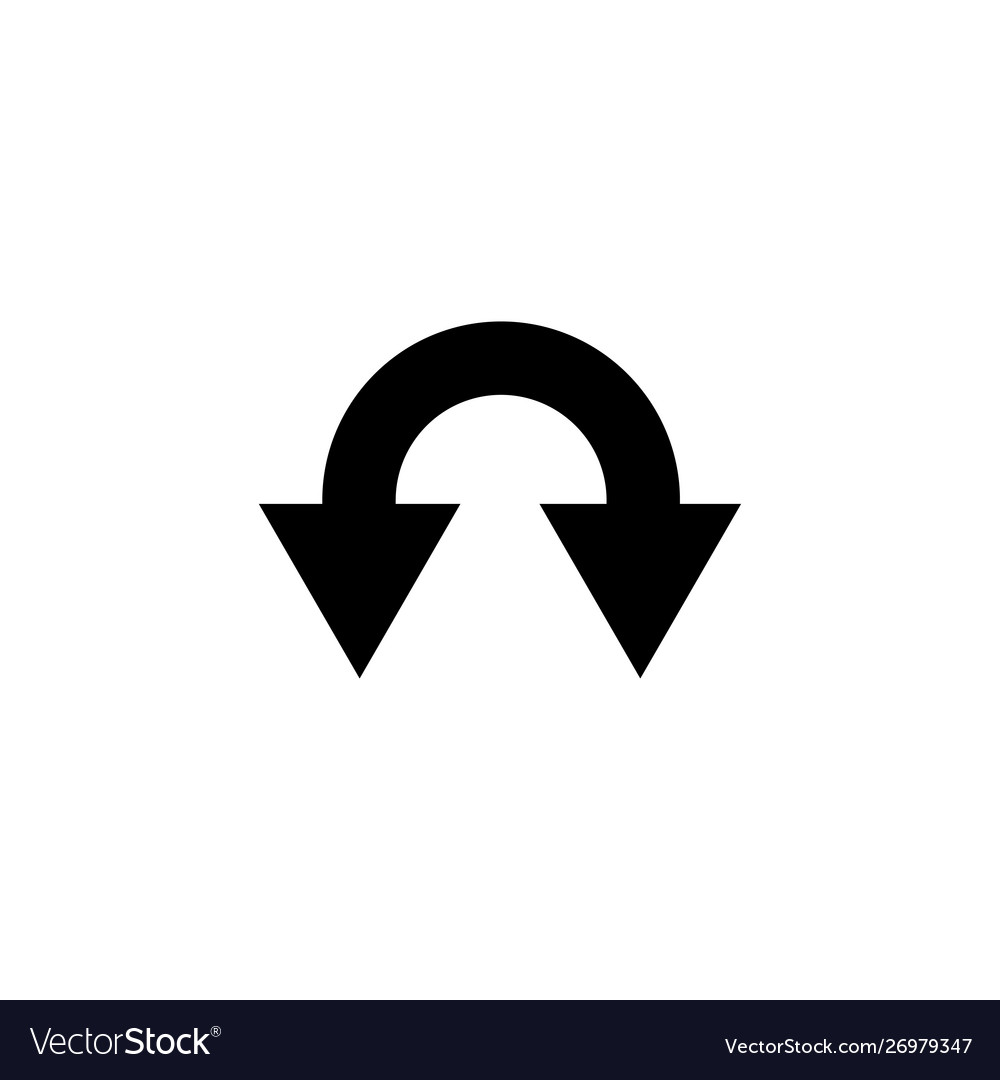 Black arrow icon down isolated