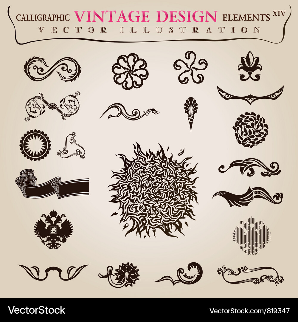 Calligraphic elements vintage Royalty Free Vector Image