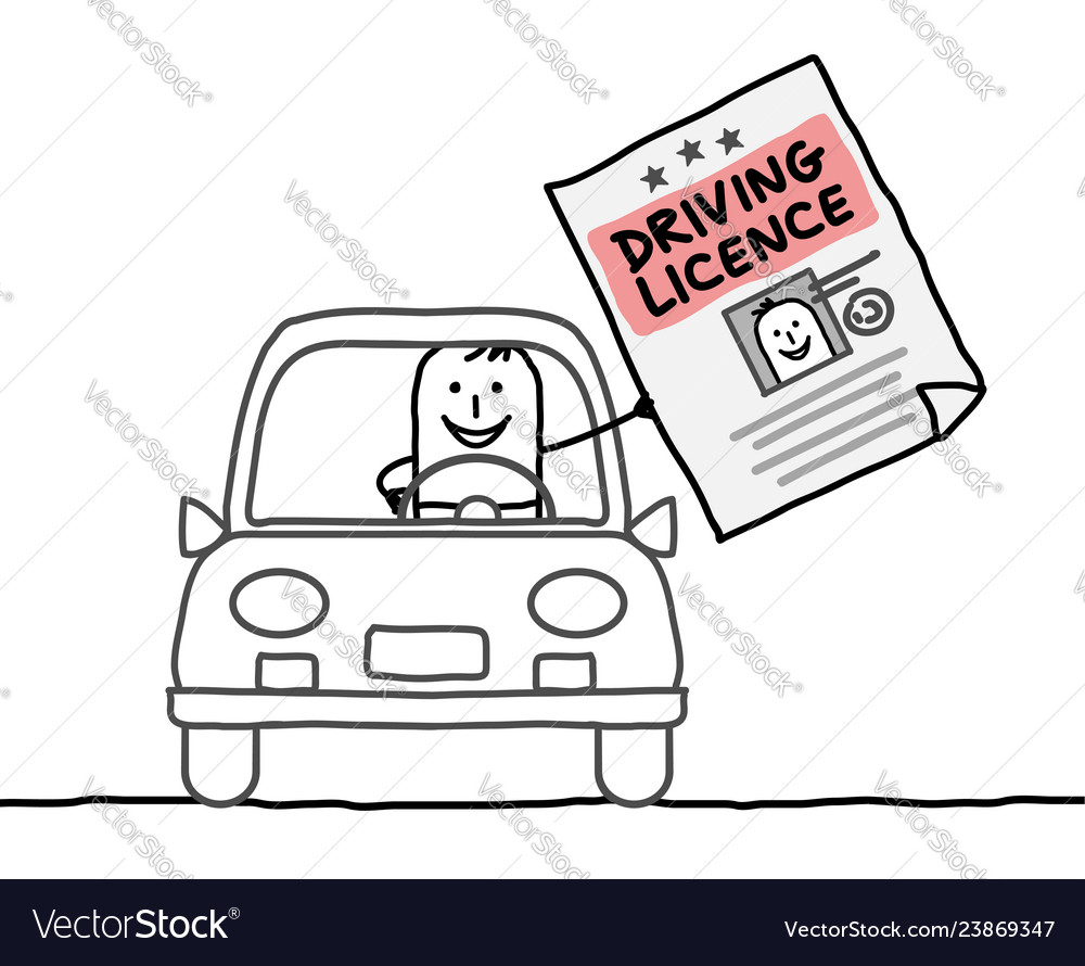 Cartoon characters - man driving licence Vector Image