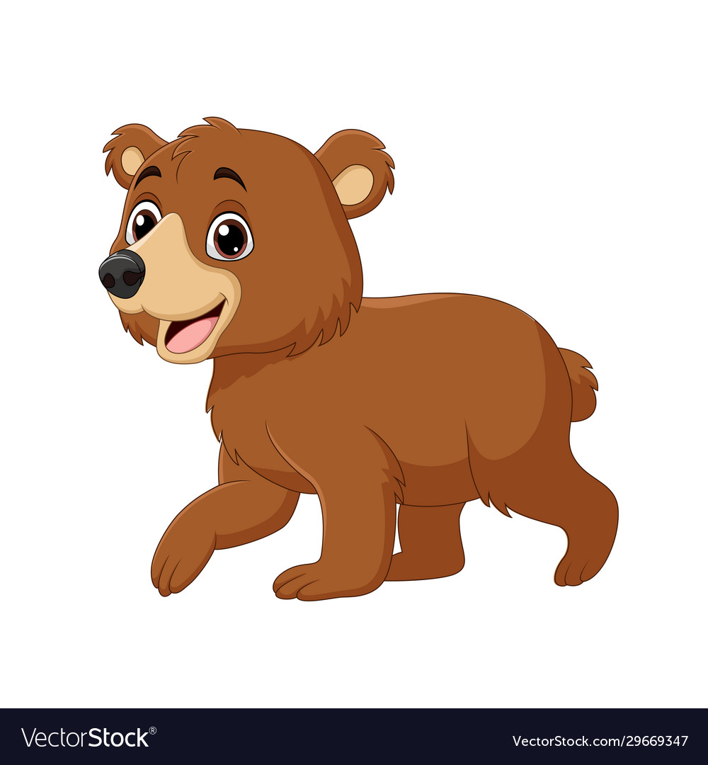 Cartoon funny babear walking Royalty Free Vector Image