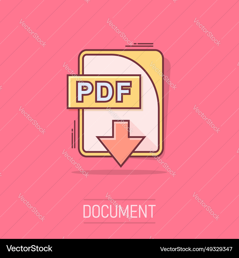 Cartoon pdf file icon in comic style download Vector Image