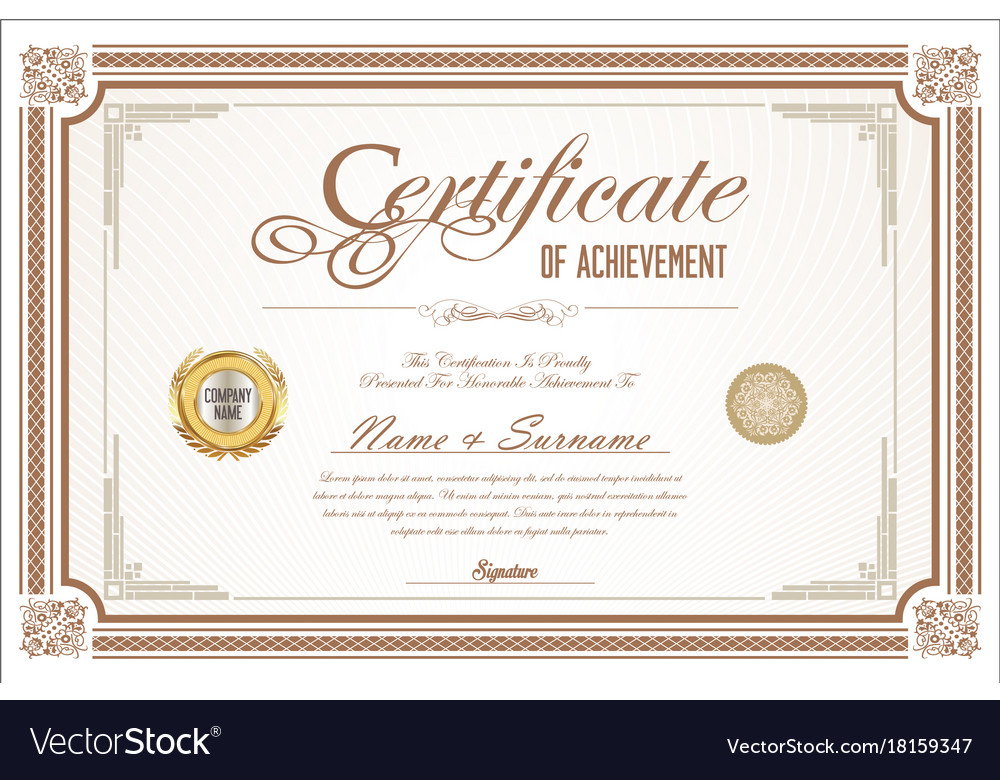 Certificate retro design template 10 Royalty Free Vector