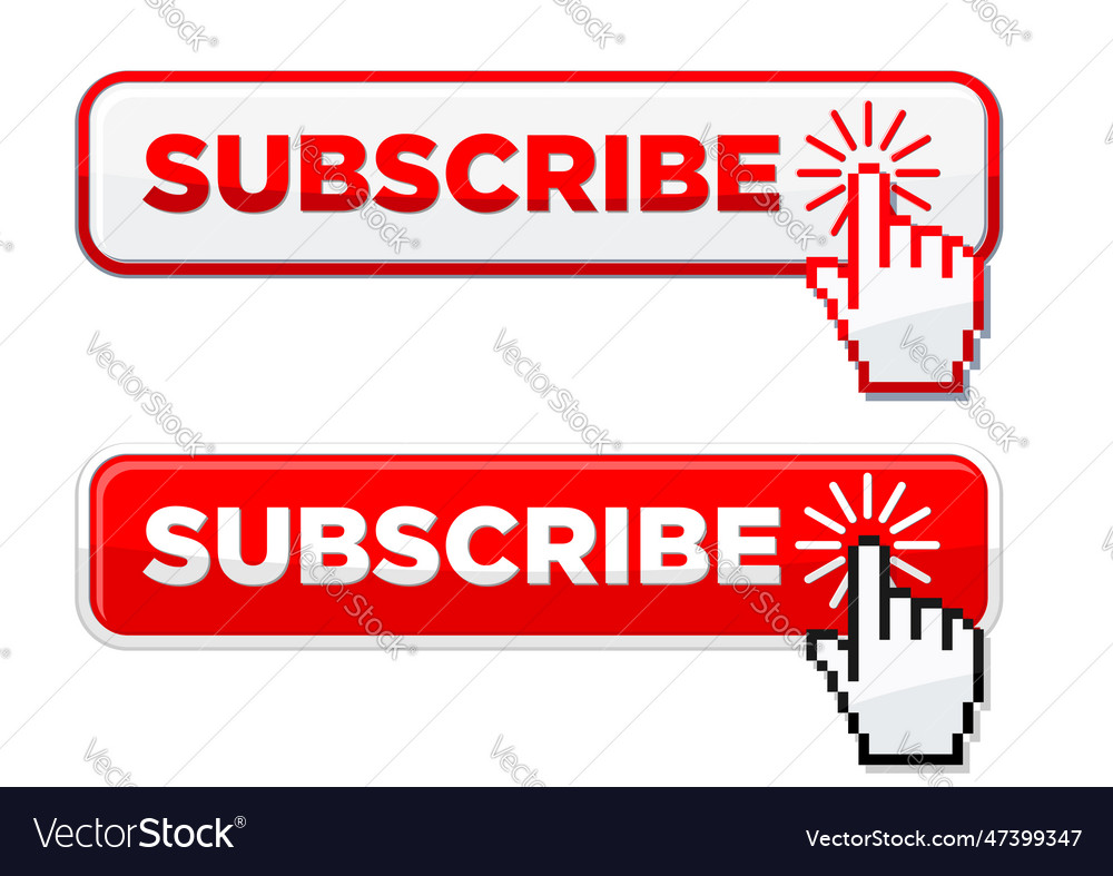 Cursor presses button subscribe Royalty Free Vector Image