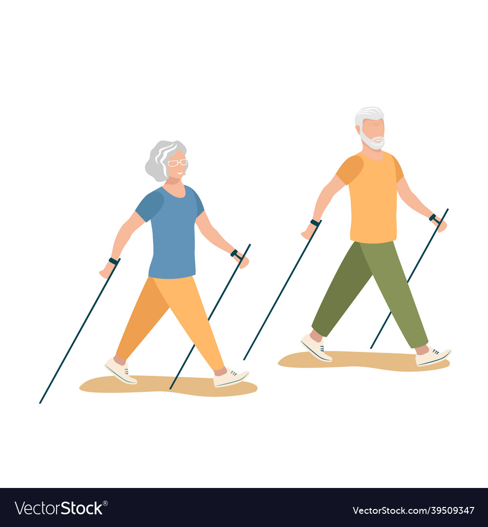 Elderly walking Royalty Free Vector Image - VectorStock