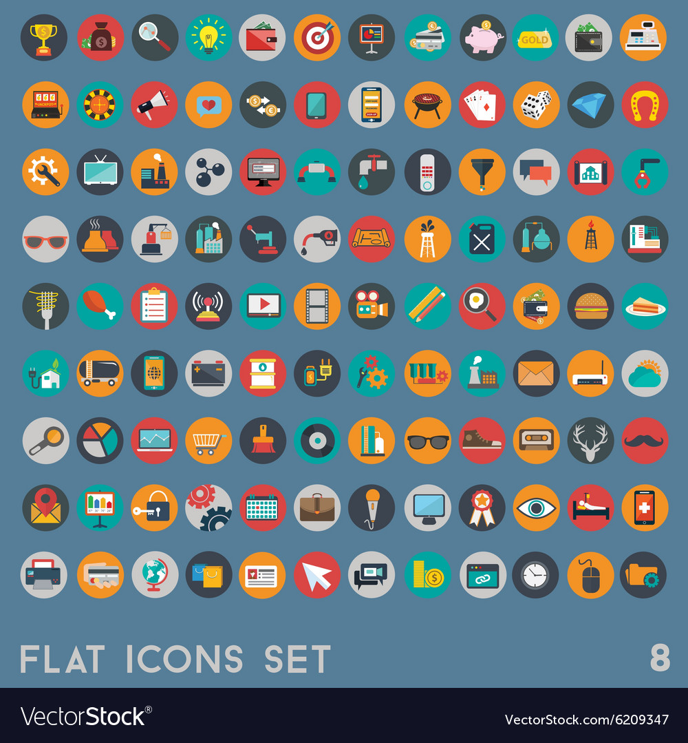 Flat icons design modern big set of various Vector Image