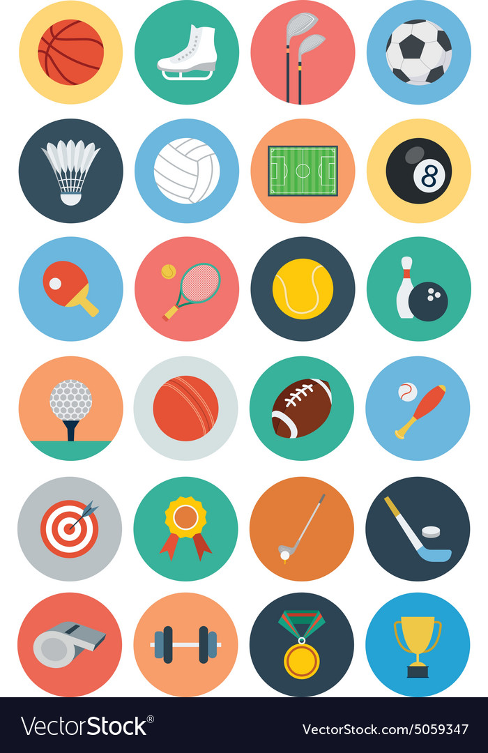 Flat Sports Flat Icons 1 Royalty Free Vector Image