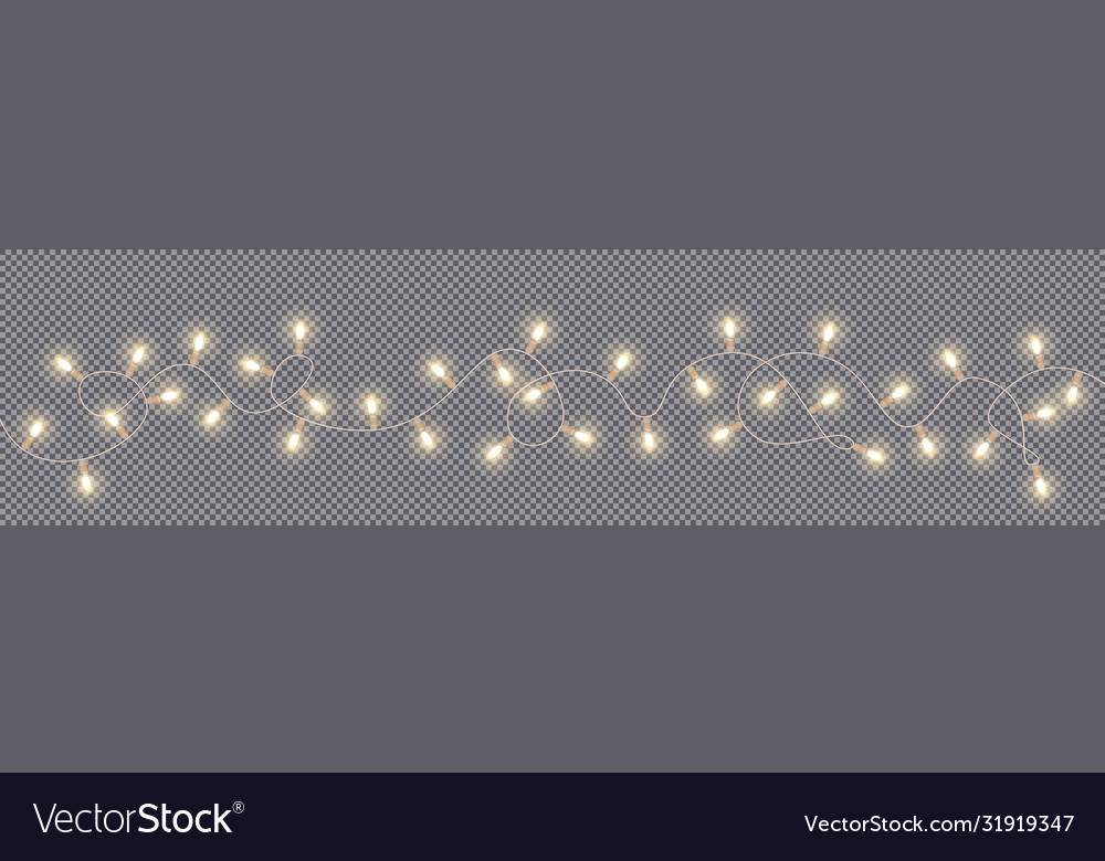 Glowing light bulbs christmas garlands isolated