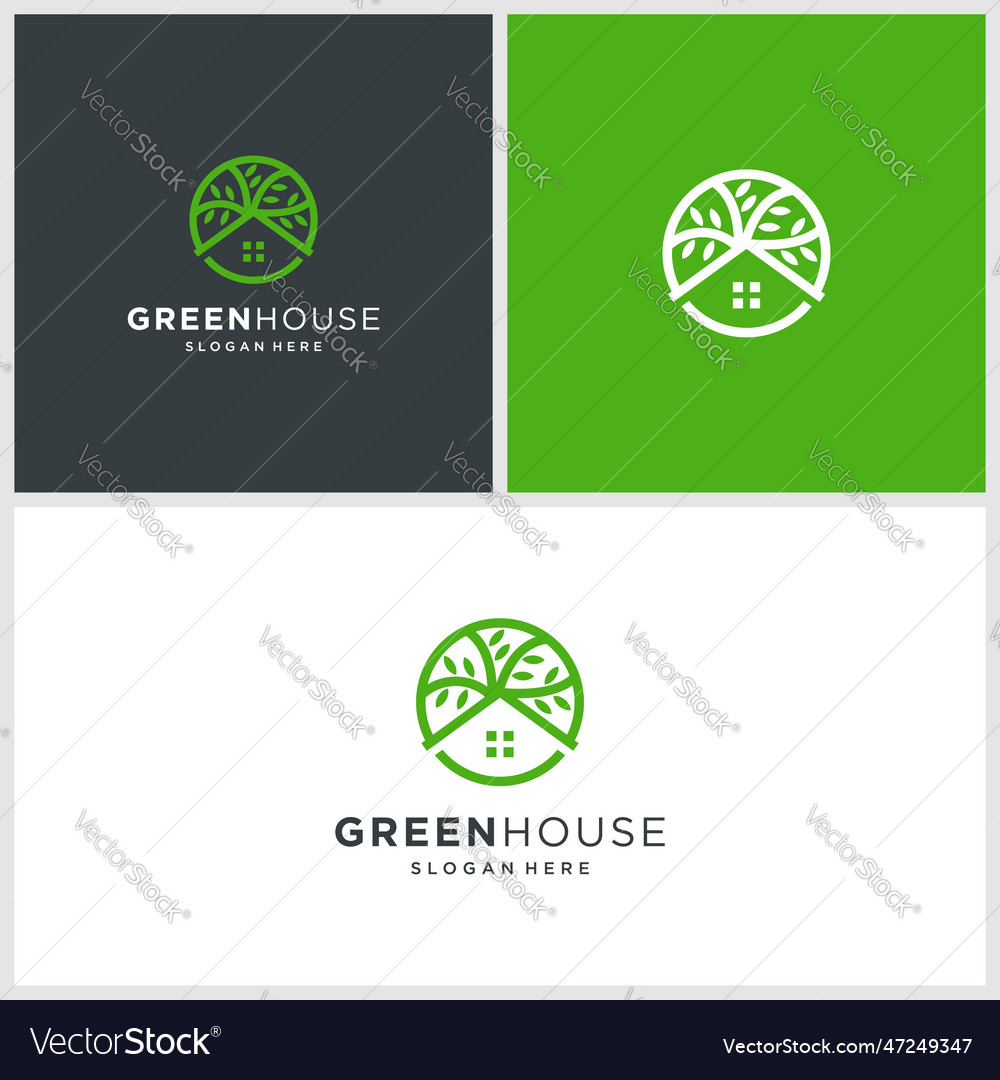 Green home logo design inspiration outline simple Vector Image