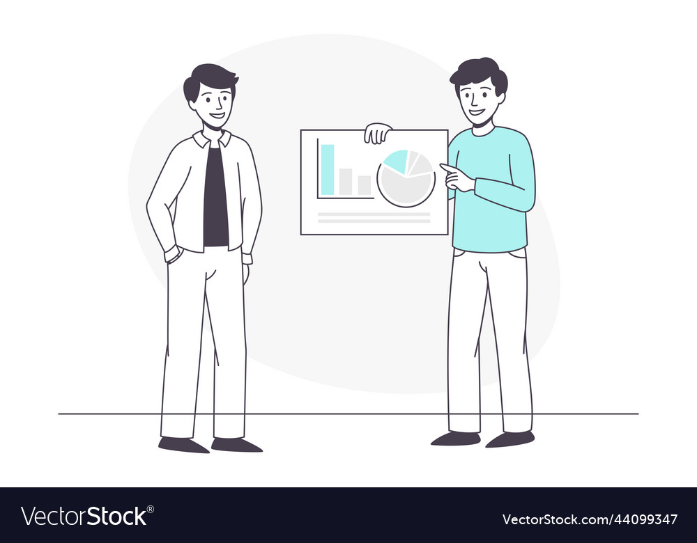Man business character with graph presentation Vector Image Man business character with graph presentation