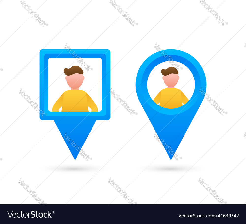 Map pointer with pople pin point human vector image Map pointer with pople pin point human