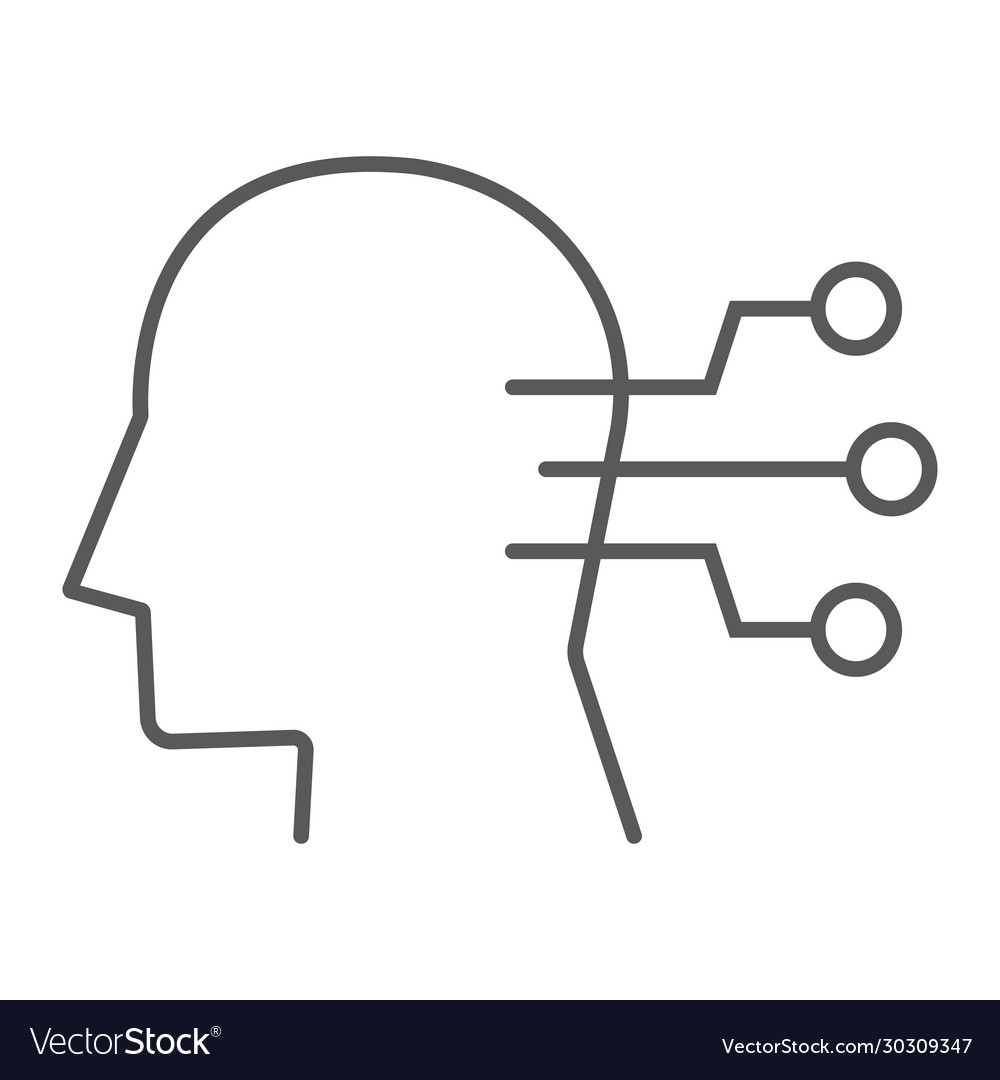 Neural interface thin line icon technology