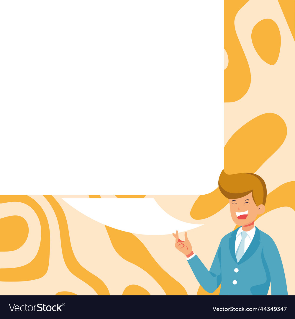 Presenter with conversation bubble showing new vector image Presenter with conversation bubble showing new