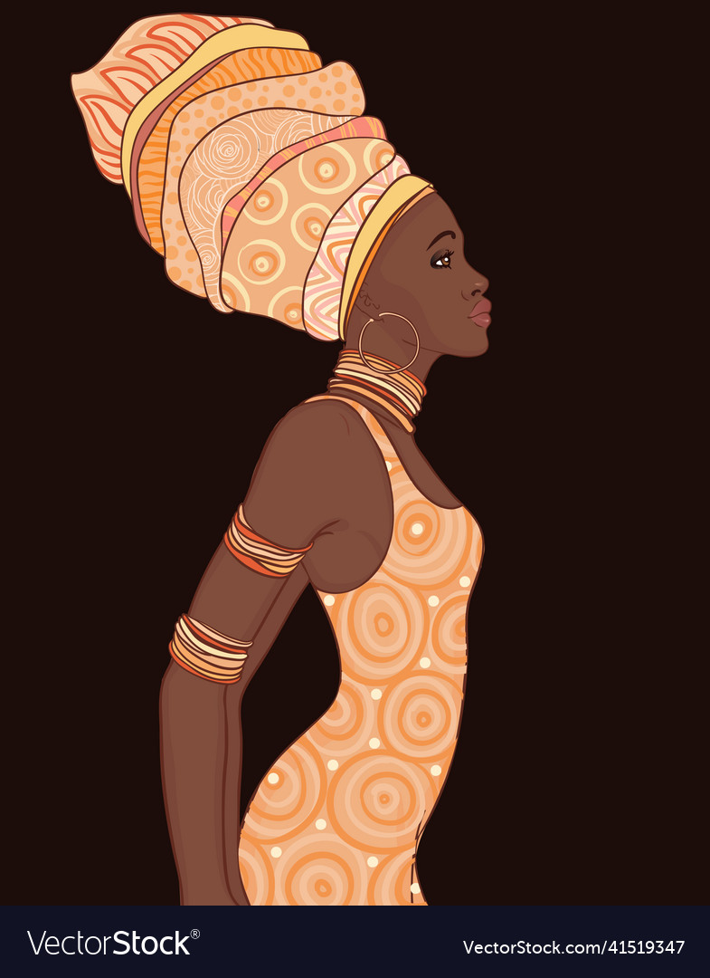 Pretty african american woman in traditional Vector Image