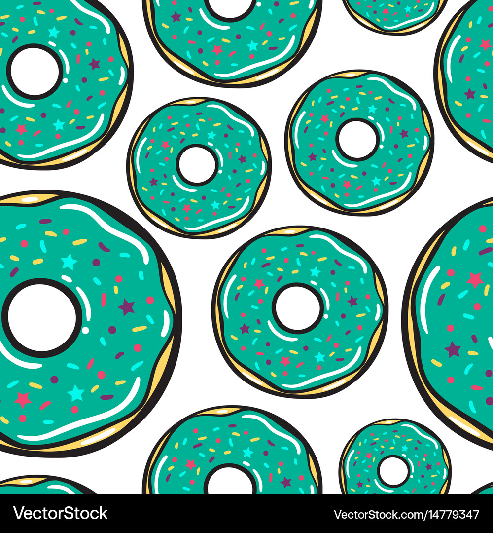 Seamless pattern mint donuts Royalty Free Vector Image