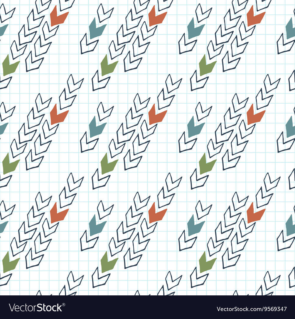 Seamless pattern of arrows on graph paper