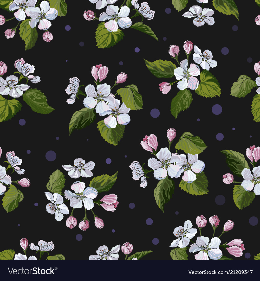 Seamless pattern with apple tree inflorescence vector image Seamless pattern with apple tree inflorescence