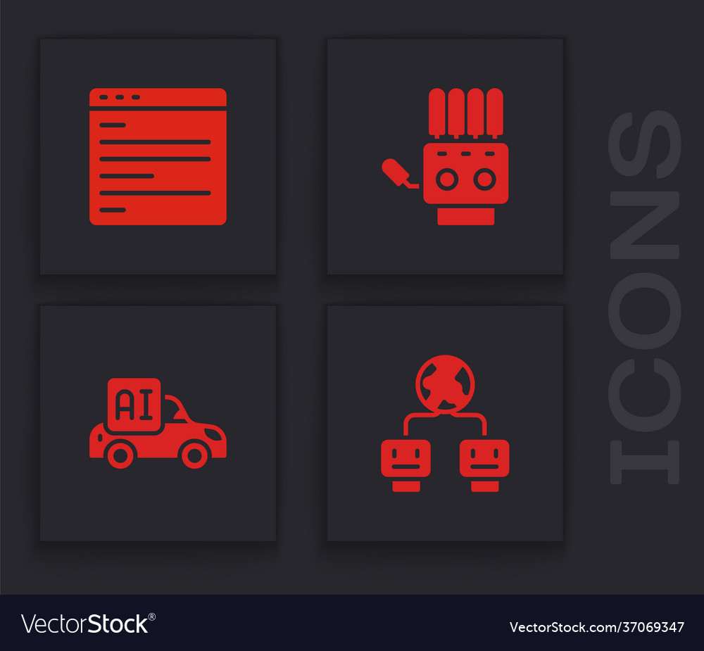 Set artificial intelligence computer api vector image Set artificial intelligence computer api