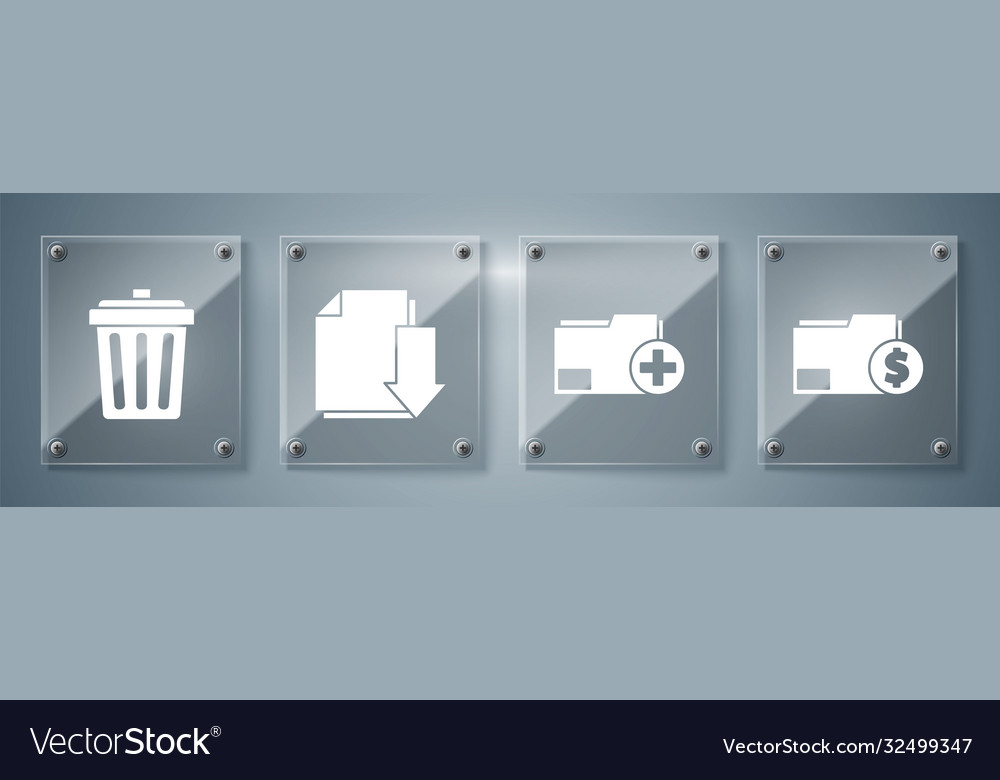 Set finance document folder add new vector image Set finance document folder add new