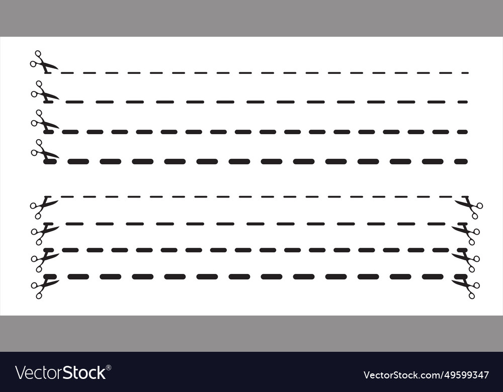 Set of cut lines with scissors vector image Set of cut lines with scissors