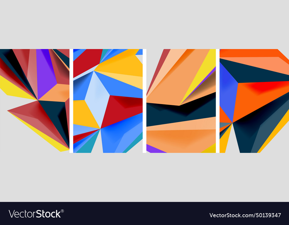 Set of mosaic triangle pattern abstract posters Vector Image Set of mosaic triangle pattern abstract posters
