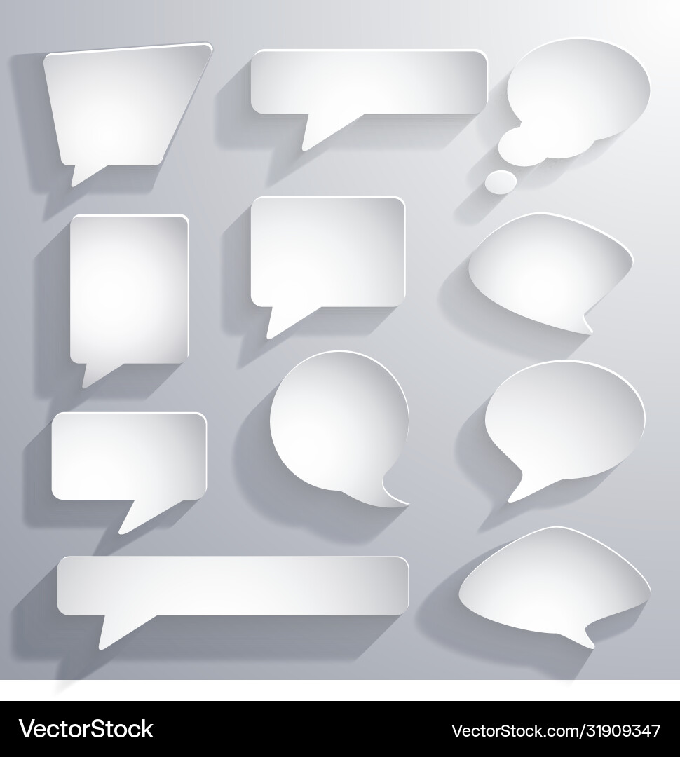 Set paper 3d speech bubbles Royalty Free Vector Image