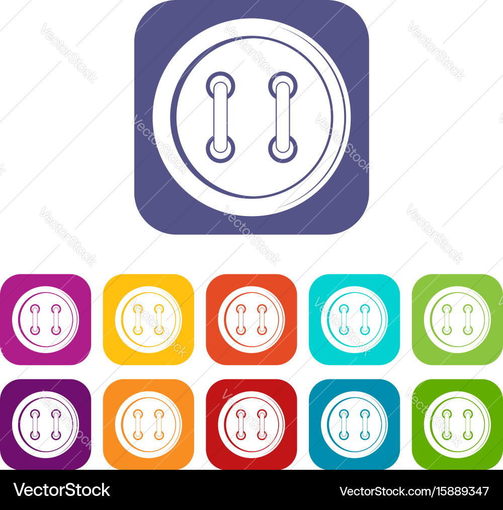 Sewing button icons set flat Royalty Free Vector Image