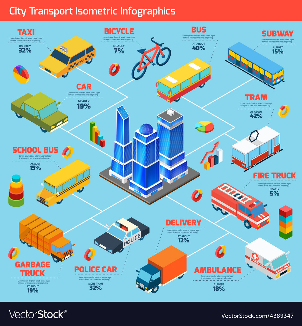 Transport isometric infographics Royalty Free Vector Image