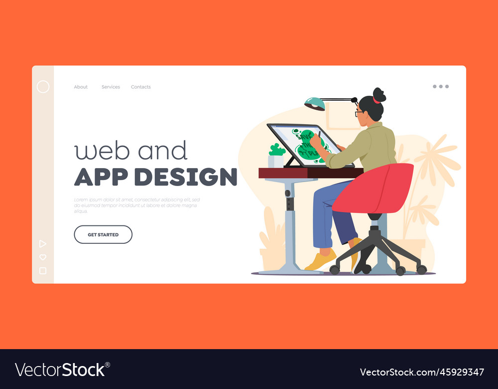 Web and app design landing page template creative
