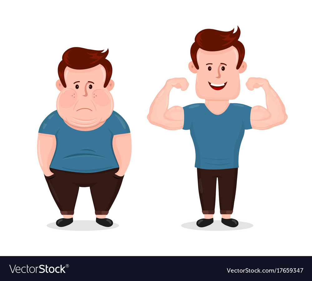 Young sad fat and sport fitness Royalty Free Vector Image