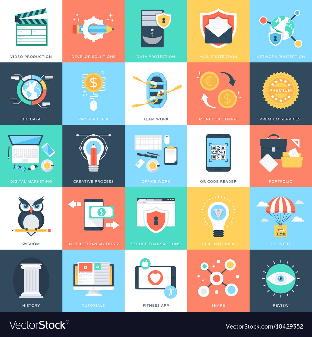 Business Concepts Icons 6 Royalty Free Vector Image