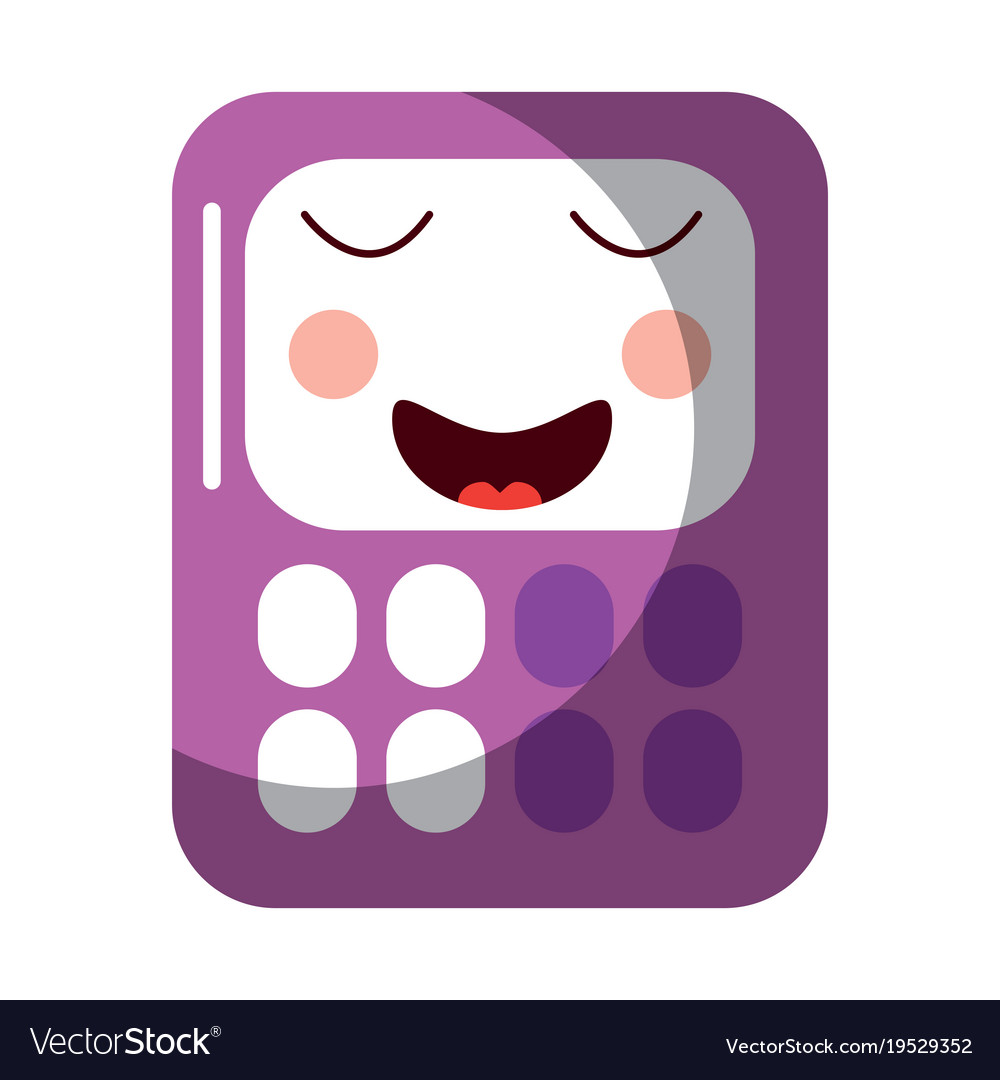 Calculator math kawaii character cartoon Vector Image