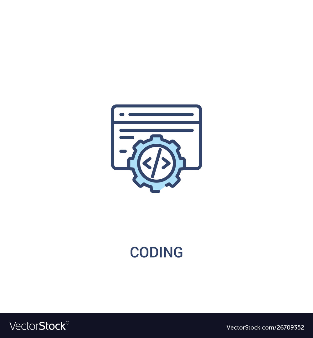 Coding concept 2 colored icon simple line element vector image Coding concept 2 colored icon simple line element