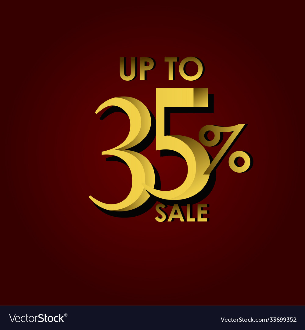 Discount sale label up to 35 red gold template Vector Image