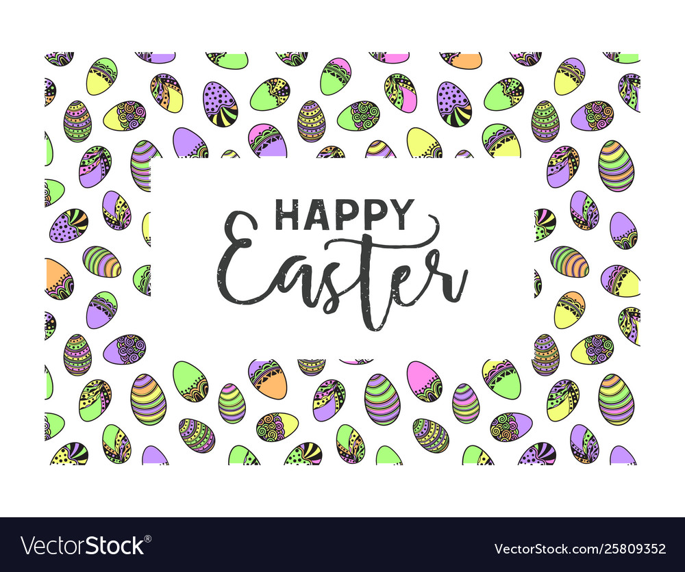 Easter Doodle Frame Royalty Free Vector Image Vectorstock