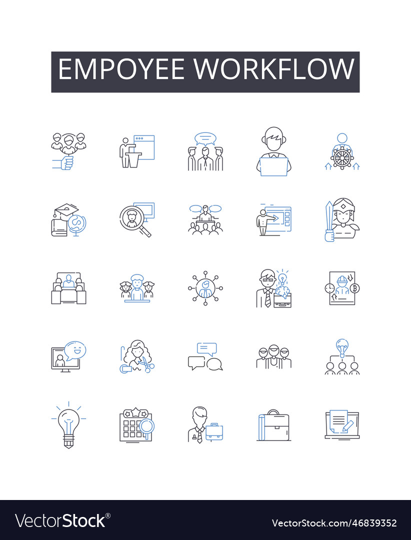 Empoyee workflow line icons collection wireless