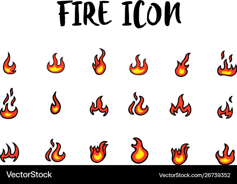 Fire flames set Royalty Free Vector Image - VectorStock
