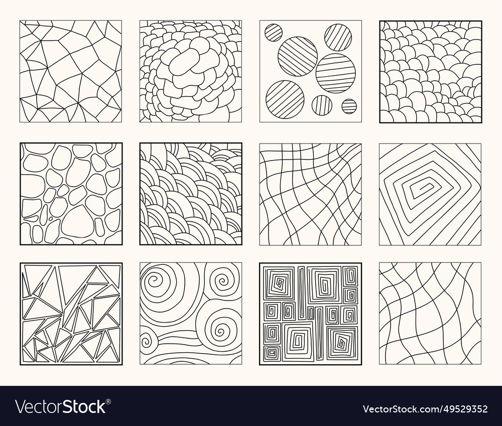 Geometric linear patterns backgrounds doodles set vector image Geometric linear patterns backgrounds doodles set