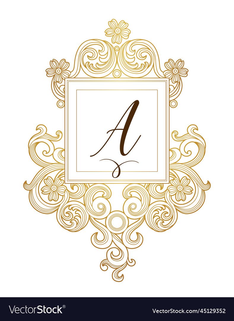 Golden elements monogram identity for design vector image Golden elements monogram identity for design