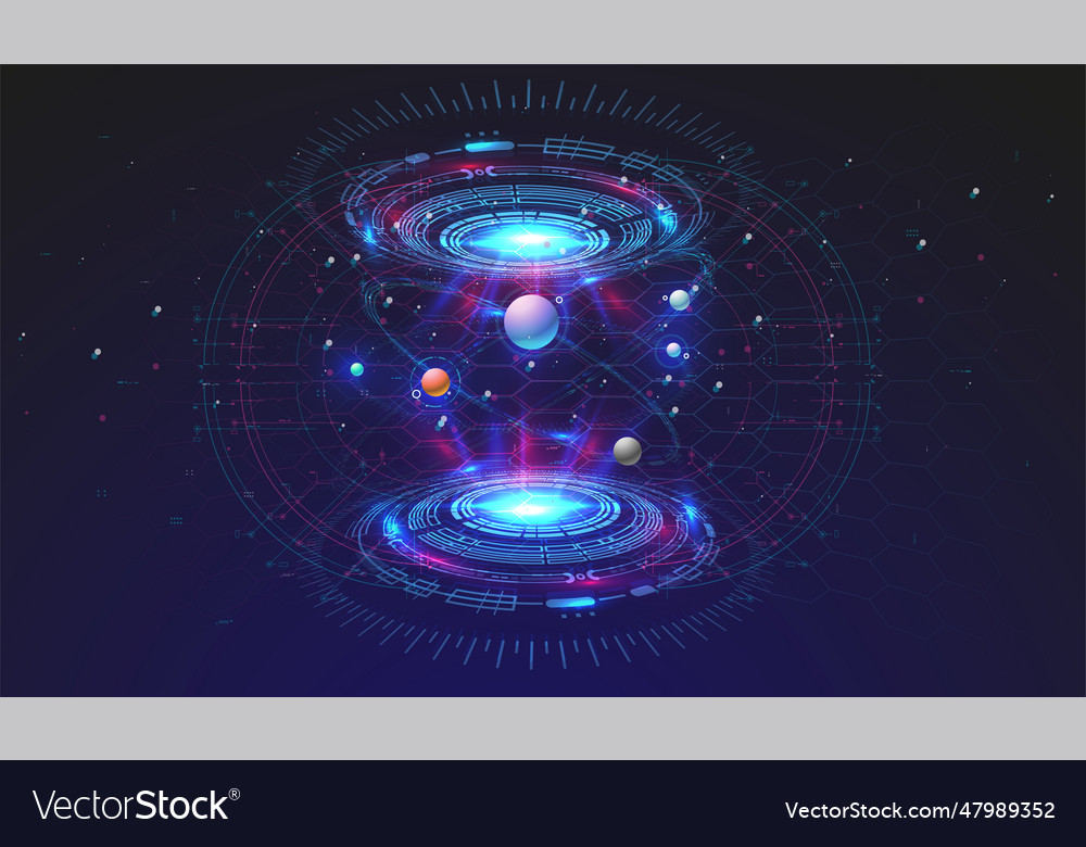 Hi-tech technological background with hud vector image Hi-tech technological background with hud