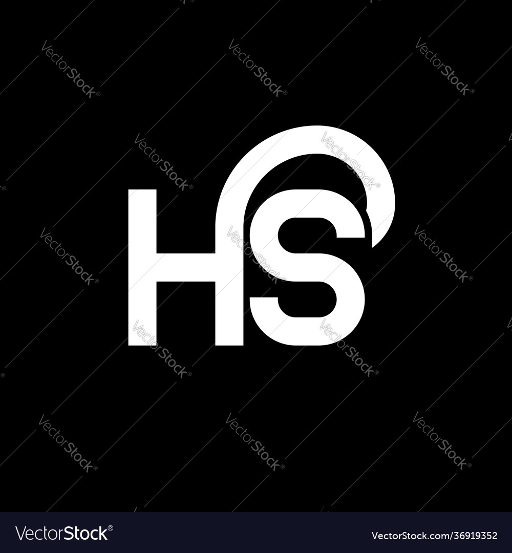 Hs Buchstaben Logo Design auf schwarzem Hintergrund