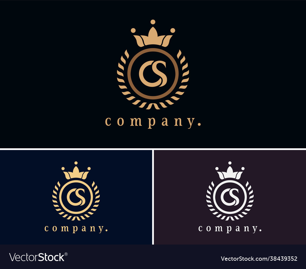 Initial letter cs c s luxury crown monogram logo Vector Image