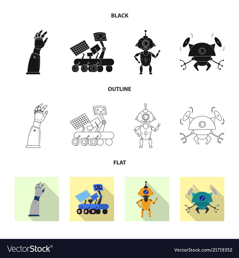 Isolated object of robot and factory logo vector image Isolated object of robot and factory logo