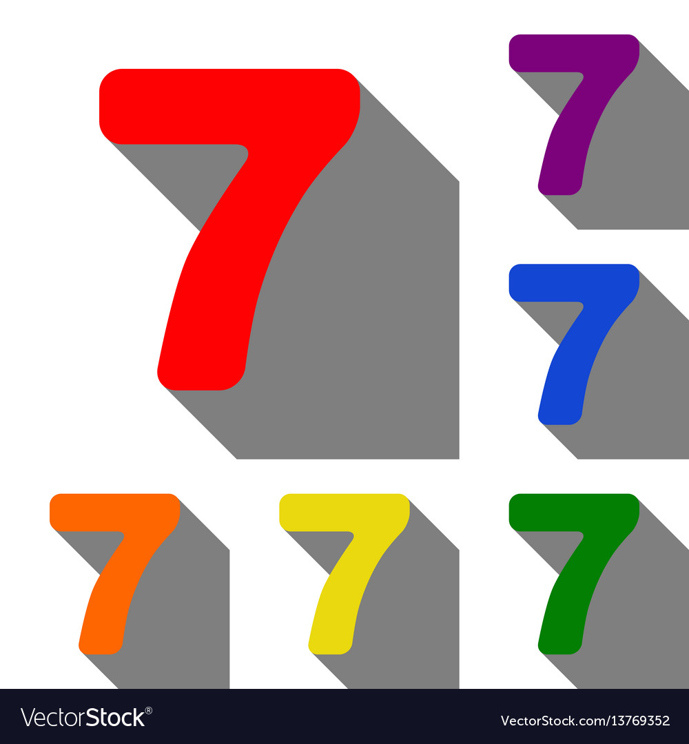Number 7 sign design template element set of red