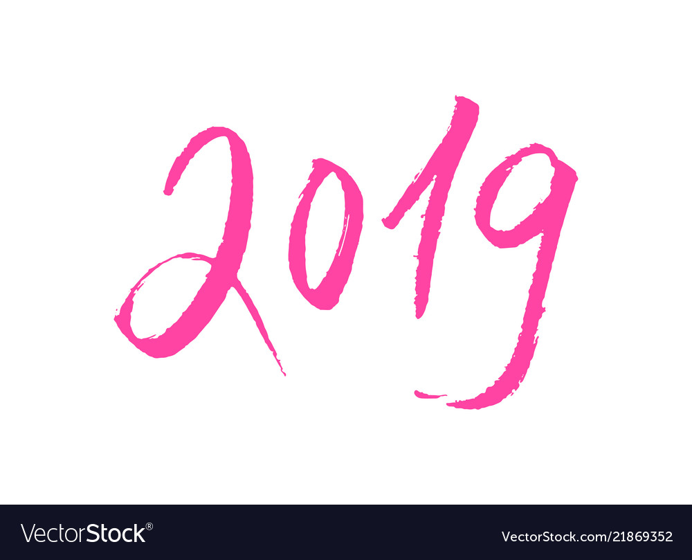 Pink 2019 new year lettering isolated vector image Pink 2019 new year lettering isolated