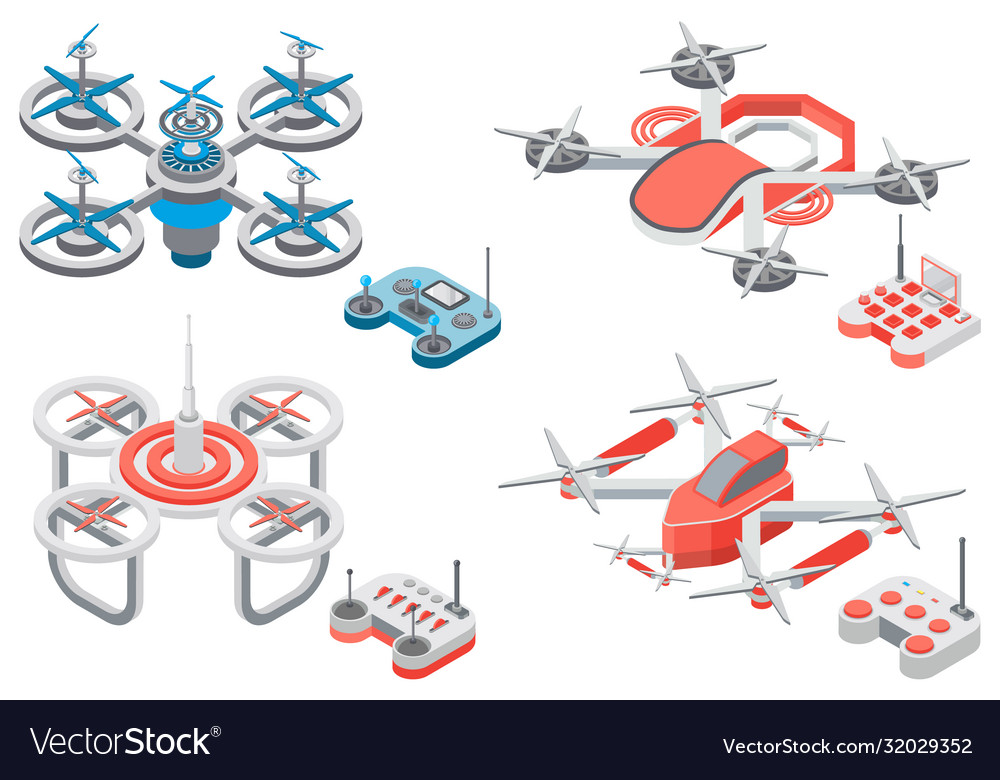 Quadcopter and remote controller drone Vector Image Quadcopter and remote controller drone