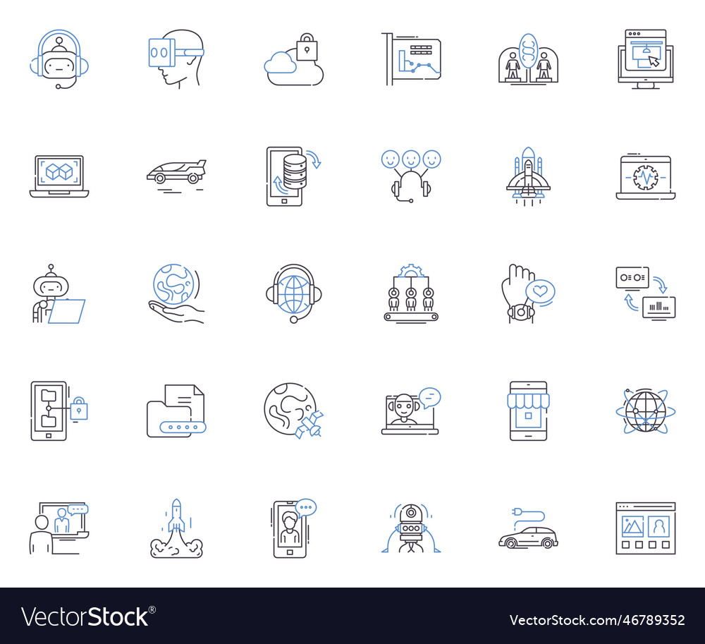 Robotic intelligence line icons collection