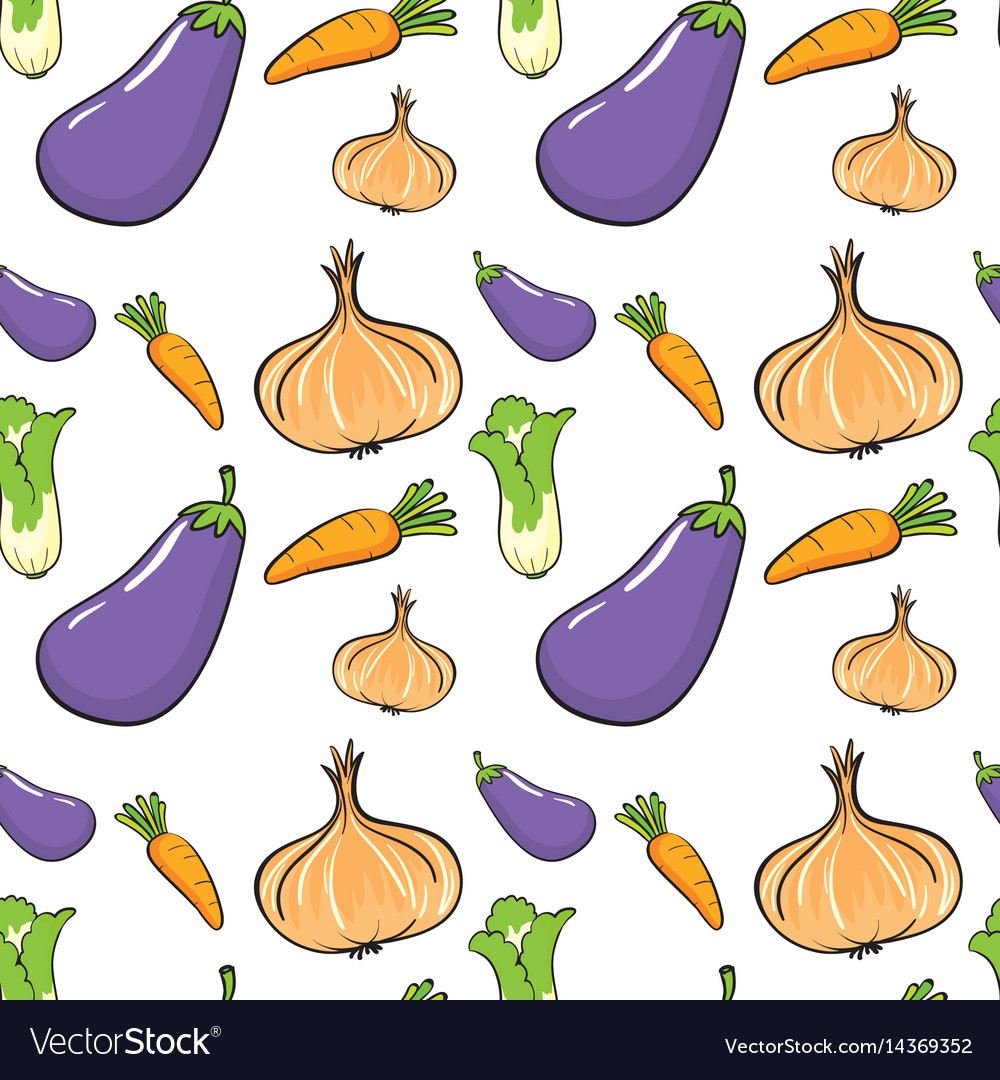 Seamless background with many vegetables Vector Image