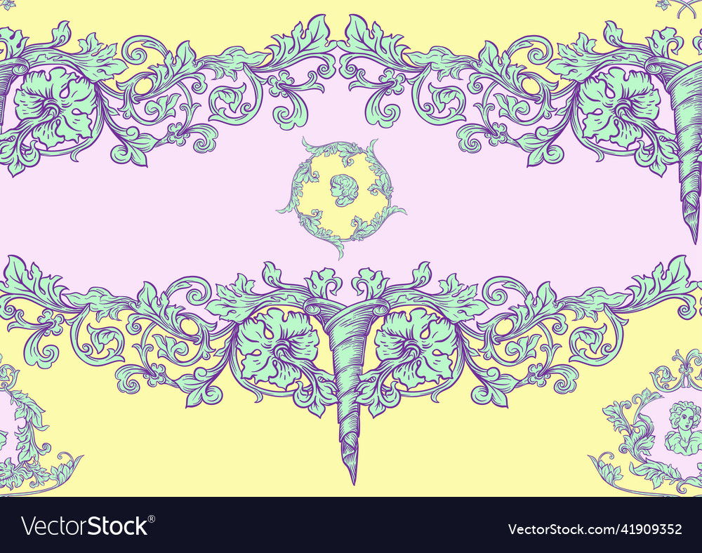 Seamless pattern background in baroque rococo Vector Image Seamless pattern background in baroque rococo