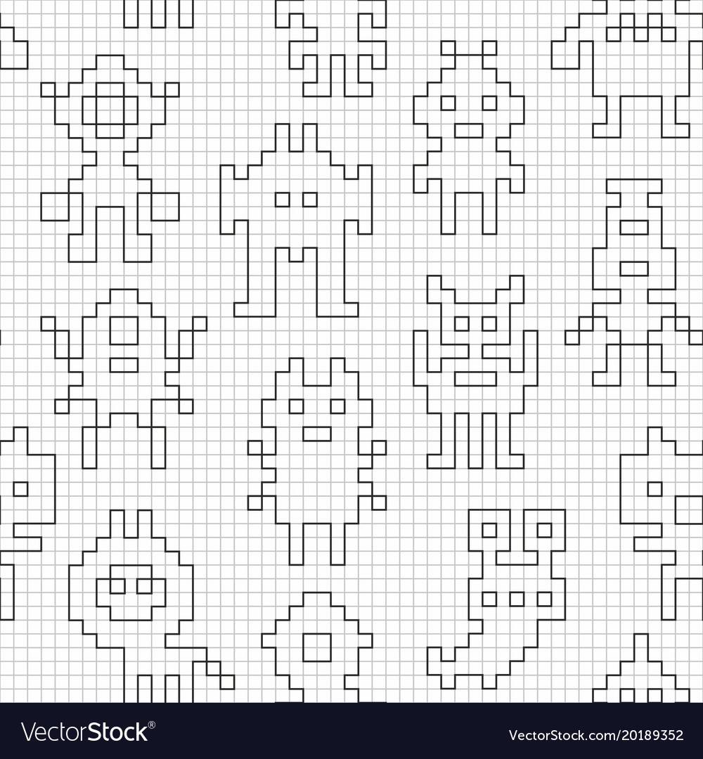 Seamless pattern with empty pixel robots
